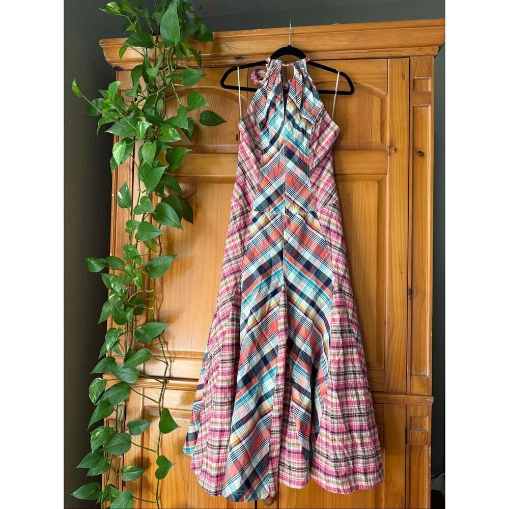 Pilcro Patchwork Halter Midi Dress Anthropologie Cotton Boho Summer XS - Picture 4 of 16